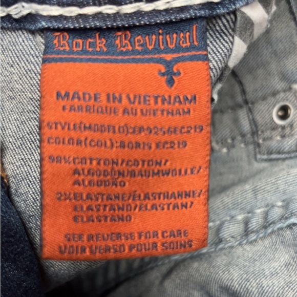 Rock Revival Dark Blue Distressed Denim Capris - Picture 7 of 8